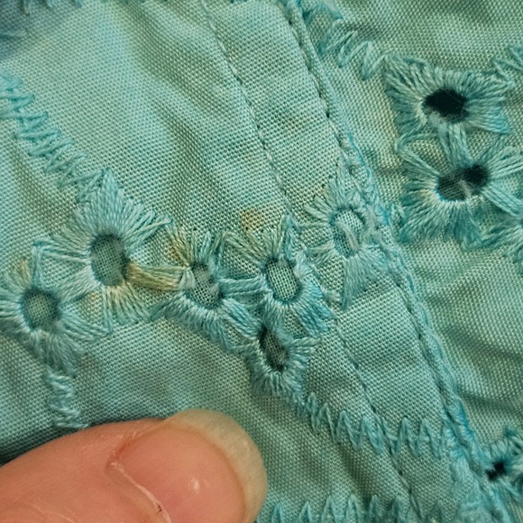 Appleseed's Women Turquoise Teal Eyelet Cotton Button Front Jacket Large RN76915 - Picture 7 of 10